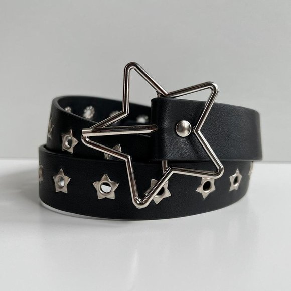 Accessories Y2k 200s Star Studded Black And Silver Star Buckle Grunge